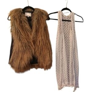 Boho Layering Vest Bundle ~ Love 21 Faux Fur + Wallflower Crochet (XS/S)